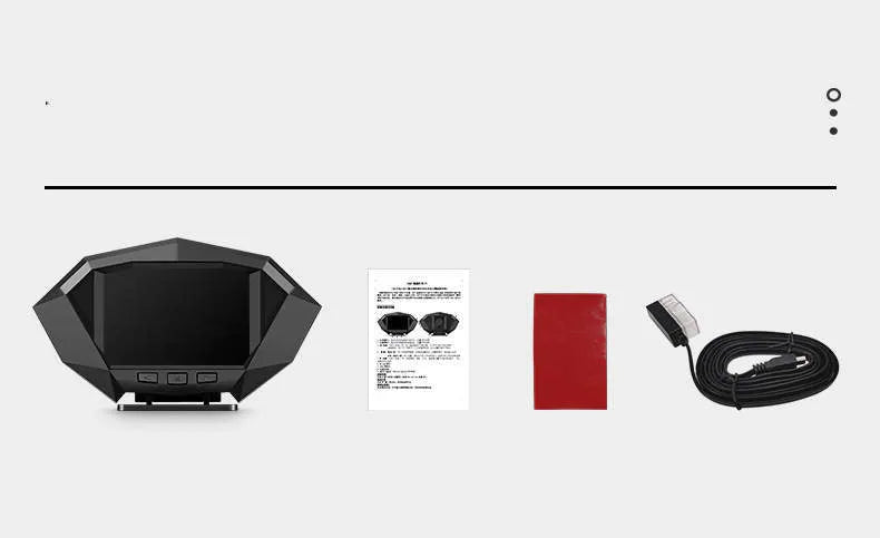 Black vehicle HUD head display unit with OBD cable connection for windscreen projection