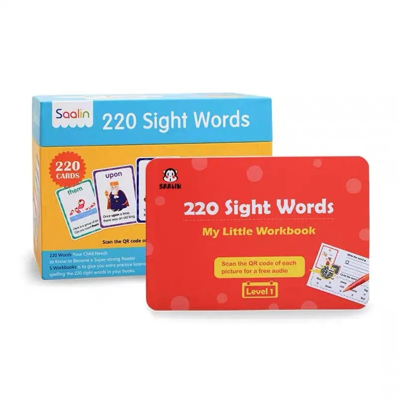220 high frequency word gift box set with game cards and workbooks for early childhood education