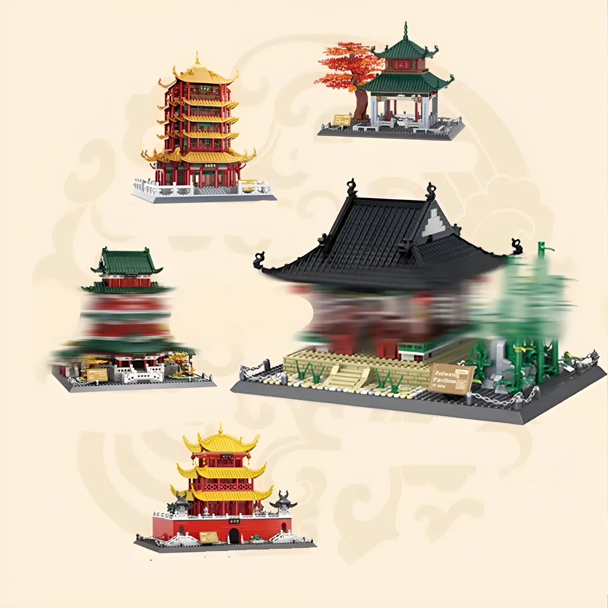 Wange plastic building block set with over 800 pieces for constructing landmark models including Big Ben and the Statue of Liberty.