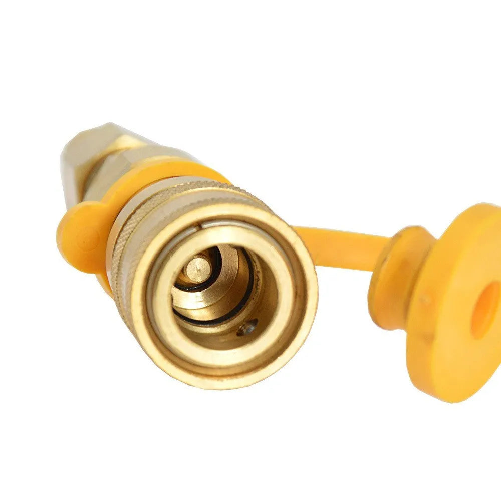 Brass gas propane conversion charging connector with 3/8 tank connection and American standard thread