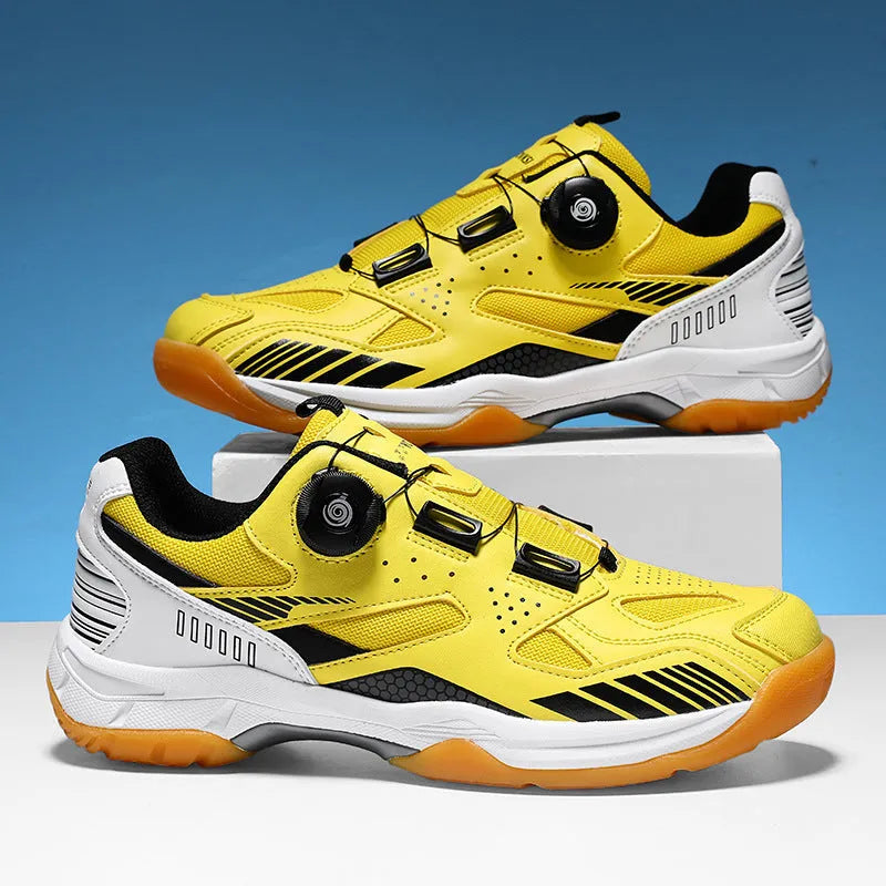 Fashion Personality casual sneaker in yellow with round toe and flat heel on a white background.