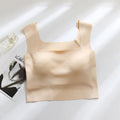 Women's non-marking sling vest with chest pad in nylon fabric, shown in light blue colour