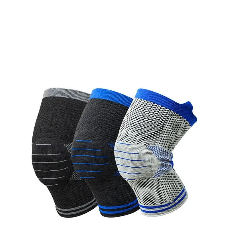 Silicone massage spring bar shock absorber knee pads in cotton construction with colour options