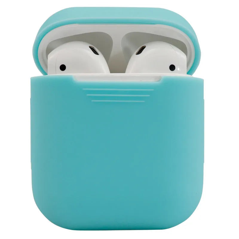 Silicone protective case cover for Apple AirPods 2 wireless headphones in multiple colour options.