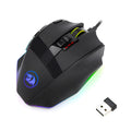 Black Redragon M801P gaming mouse with nine buttons and dual wireless/wired connectivity
