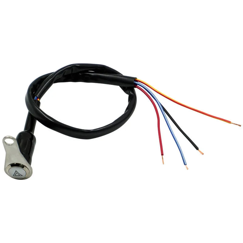 Black stainless steel motorcycle double flash switch with light ring indicator and 7mm mounting hole