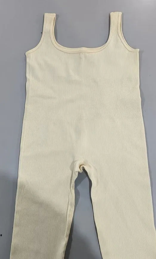 Women's spandex suspender tank top tights with long sleeves and button details