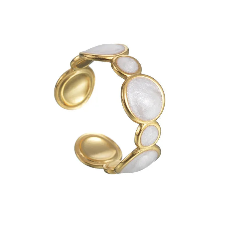 Geometric stainless steel ring with adjustable opening for women