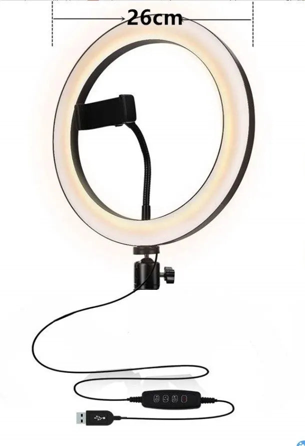 Adjustable live phone stand extended to maximum height with smartphone mounted