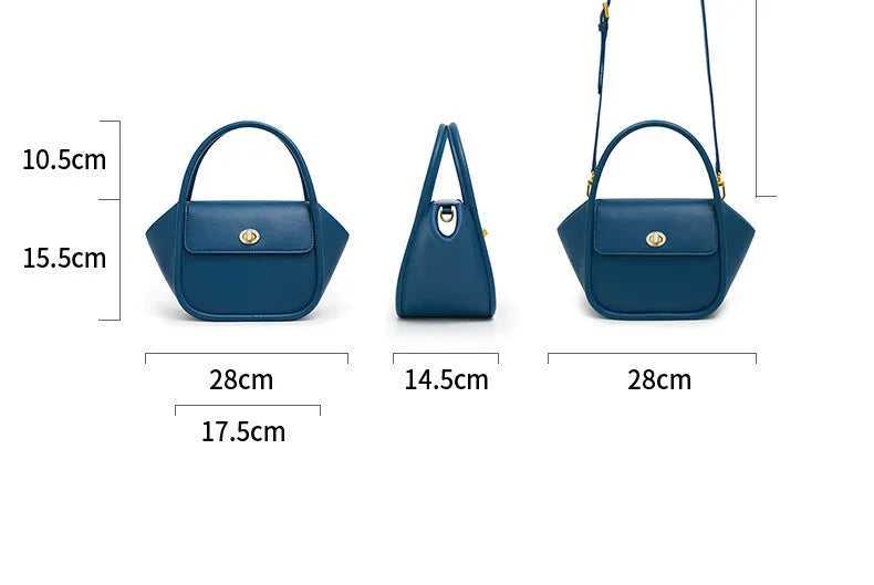 A soft cow leather wing-shaped tote handbag with a buckle and shoulder strap in black.