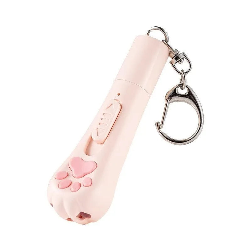 Rechargeable cat pen light toy with automatic self-hi feature in cream white, pink, or sky blue