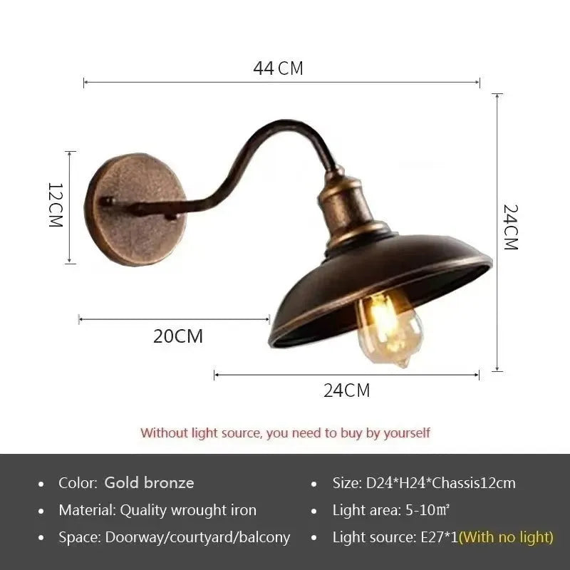 Retro villa courtyard wall lamp in copper or silver finish with modern simplicity design