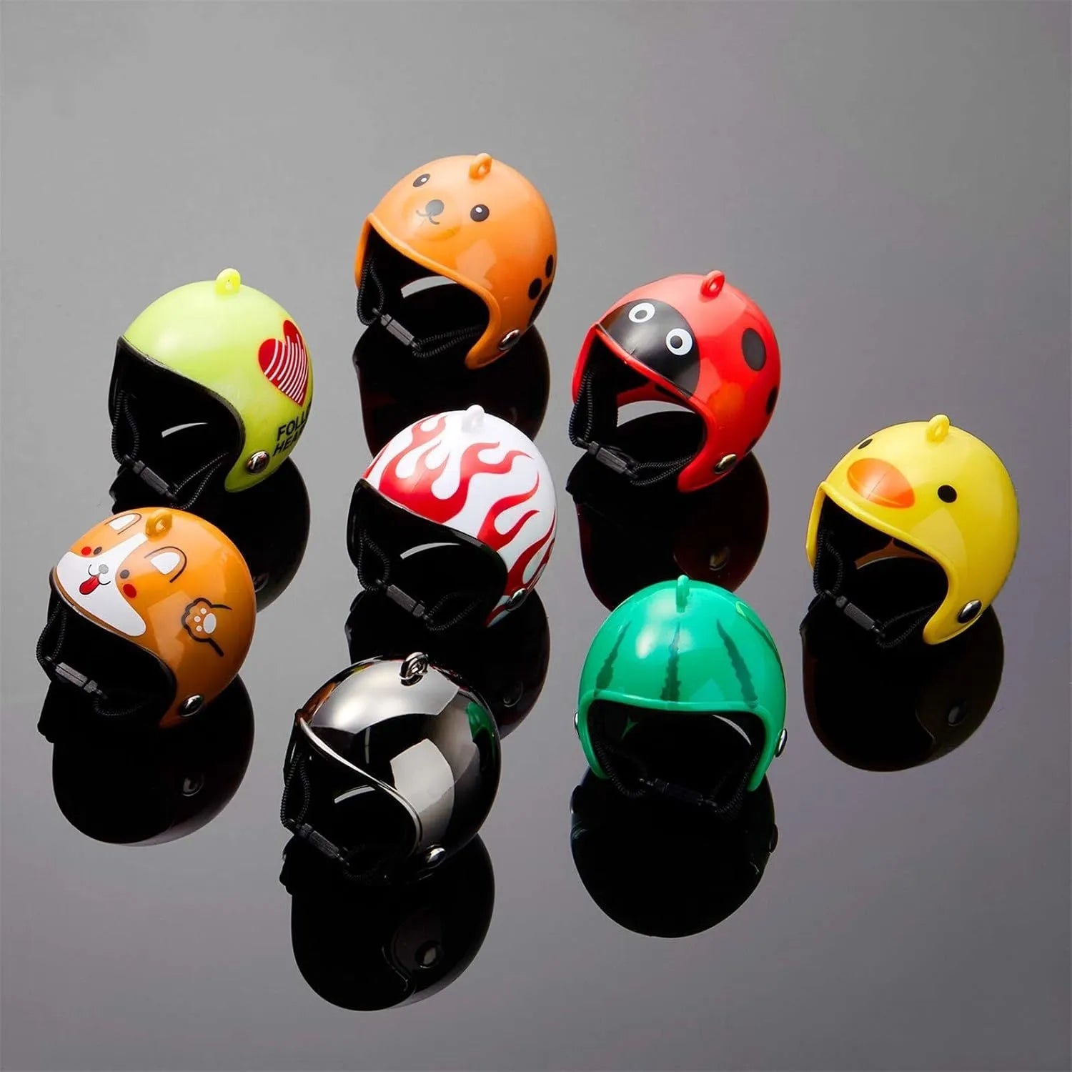 Adjustable pet helmet for small chickens and birds with elastic bands and costume designs