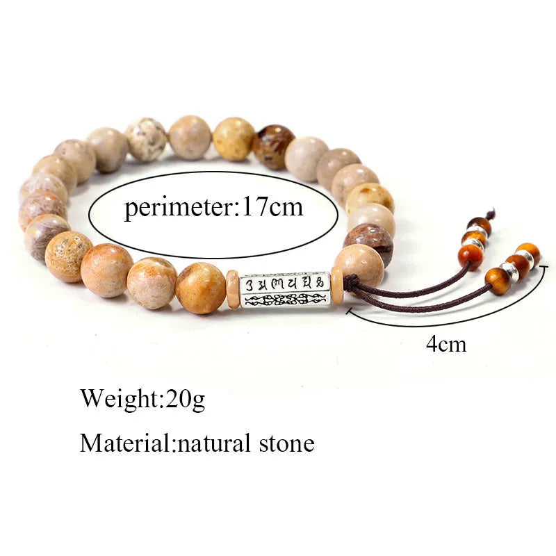 Wood colour handmade stone bead bracelet with European retro design