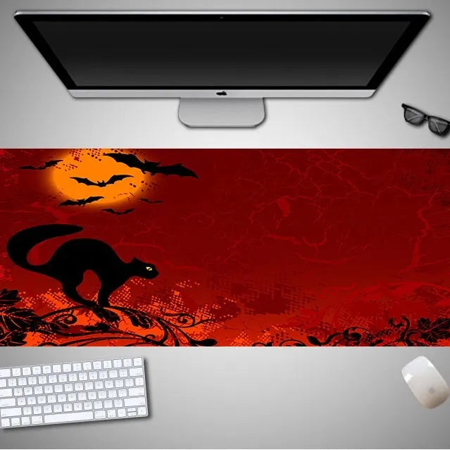 Halloween oversized computer mouse pad with non-slip rubber cloth backing in large dimensions