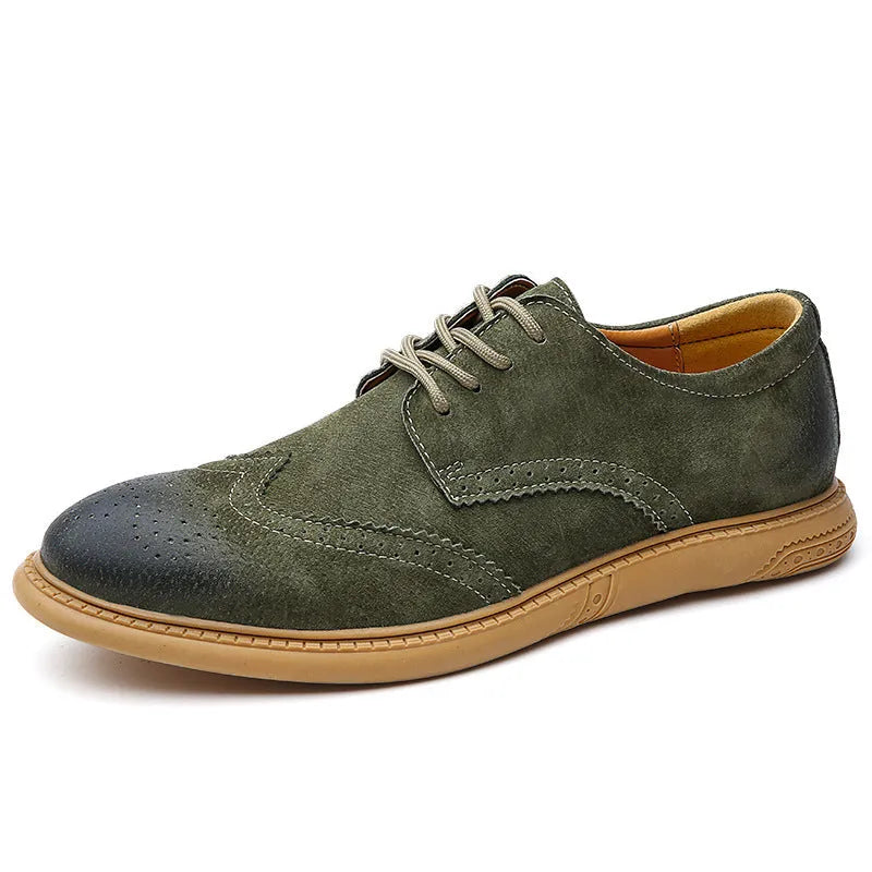 Men's black business formal leather shoes with lace-up design and rubber sole