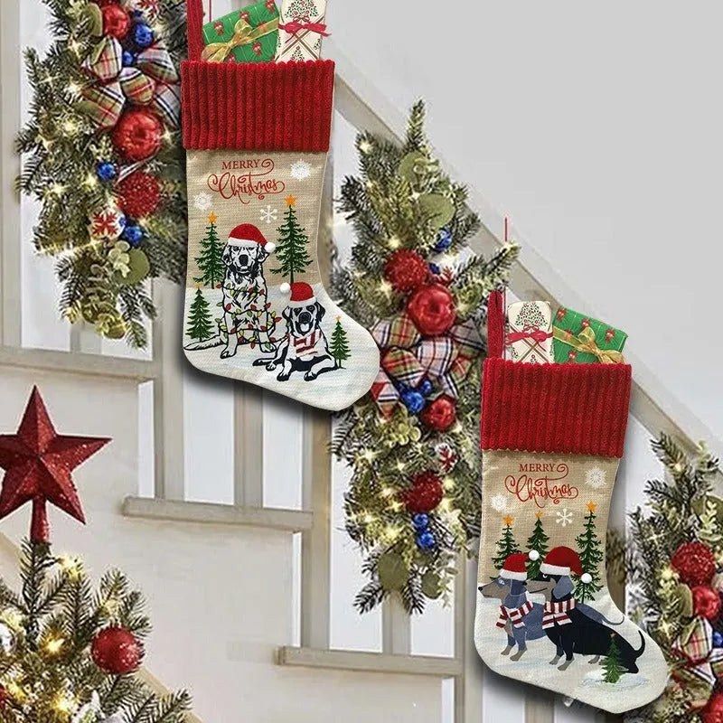 Cloth fireplace Christmas tree pendant decoration measuring 46 by 28cm in pastoral American style