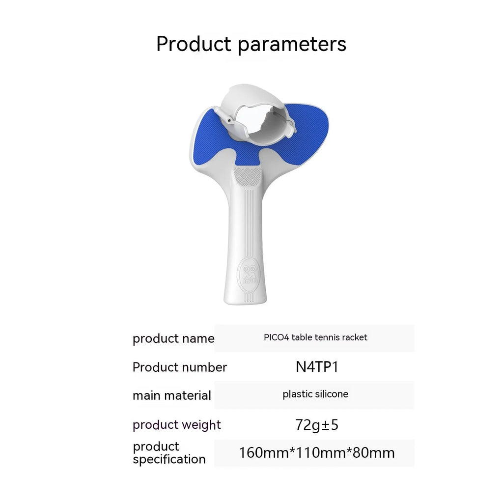Red and blue silicone hand grips for Pico 4 VR controllers in table tennis configuration