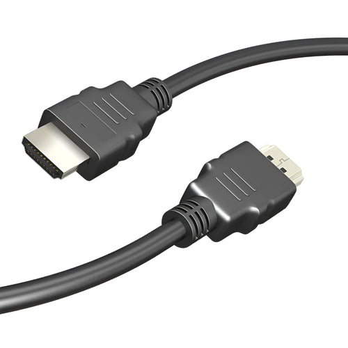 Black HDMI data cable with nickel plated connectors available in multiple lengths for set-top box connection