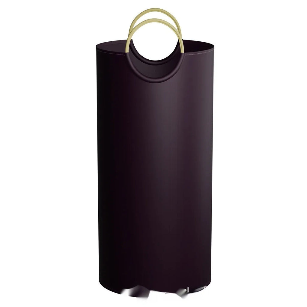 Round portable plastic trash can with dimensions 38cm wide by 72cm high