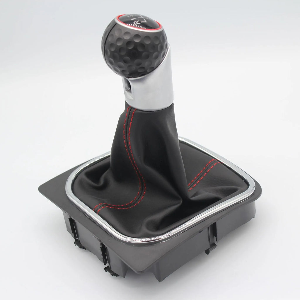 Black leather gear lever handball with dust boot for Volkswagen Golf 5 6 7 manual transmission