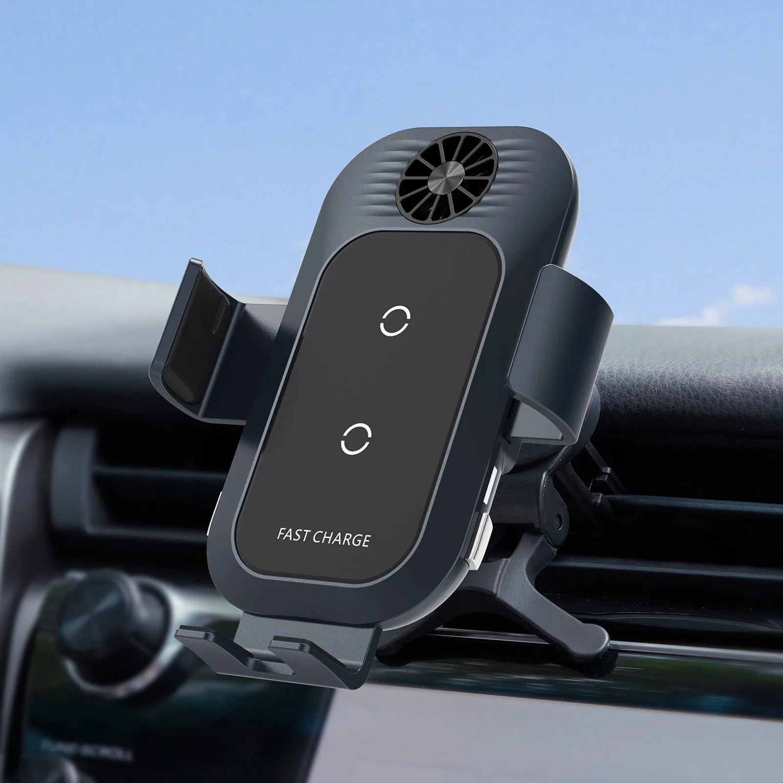 C35 colour car wireless charger phone holder mounted on car air vent with phone charging