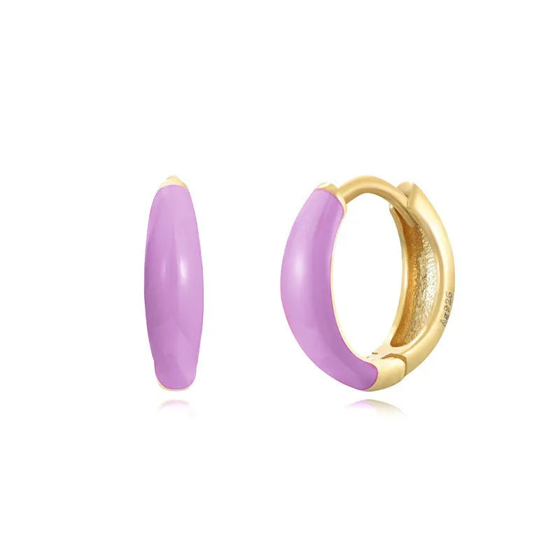 Curved U-shaped oval earrings with a glossy epoxy finish in a choice of seven colours.
