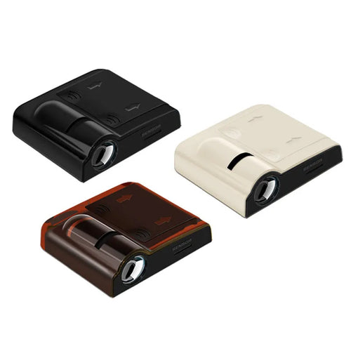 Car decorative projection radium lamp in black or beige with ABS plastic shell measuring 6.5cm by 6.3cm