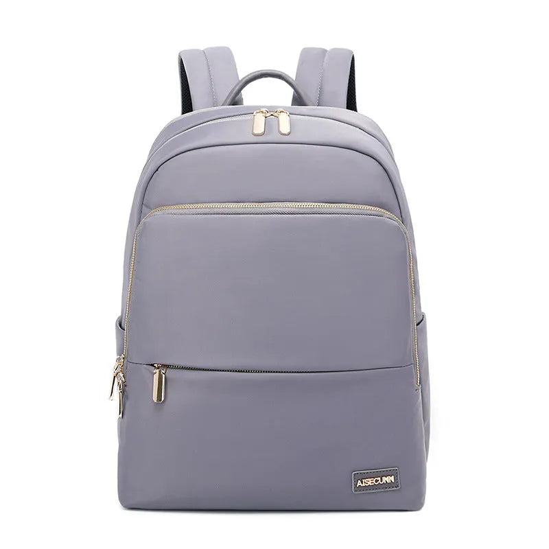 Large capacity black Oxford cloth women's backpack with shoulder straps.