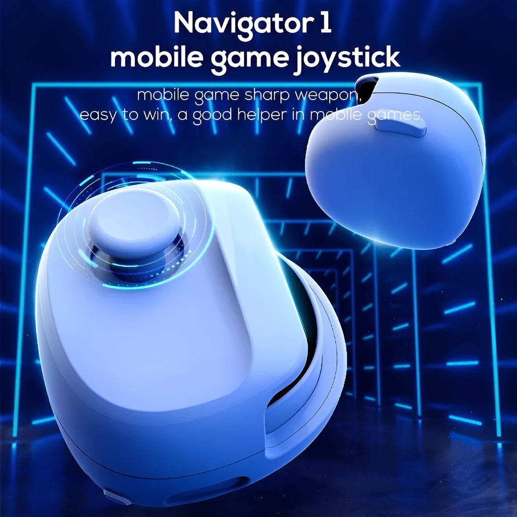 Black and white USB game stick controller showing compact size and joystick design.