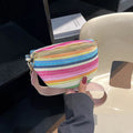 Blue straw weave bohemian beach shoulder bag with zip compartment and single strap