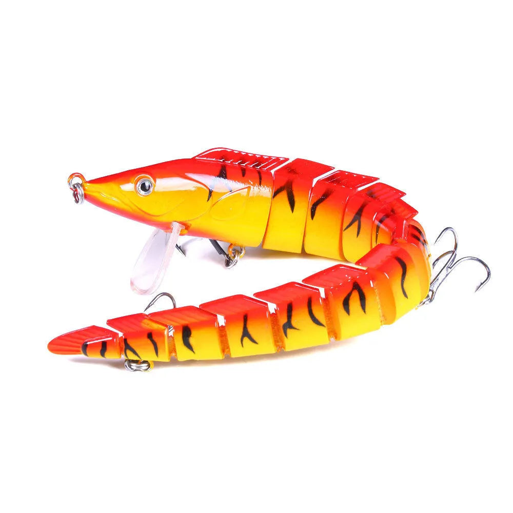 Soft plastic multi-section loach fishing lure measuring 23cm, shown in a high-visibility colour pattern.