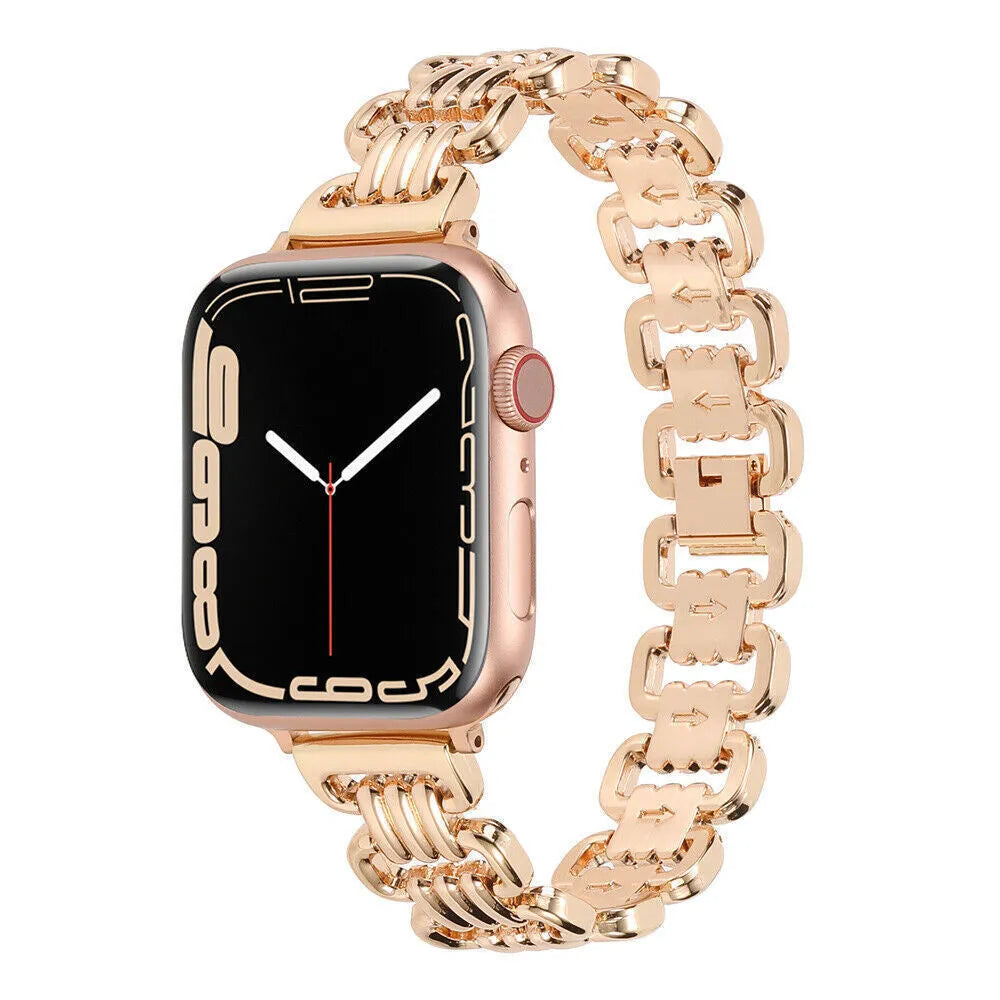 Alloy metal Apple watch bracelet in silver, black, gold, rose gold and starlight colour options