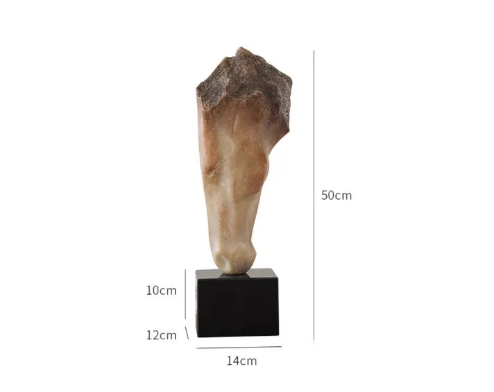 French retro style abstract horse head desktop sculpture with carved finish, 50cm tall.