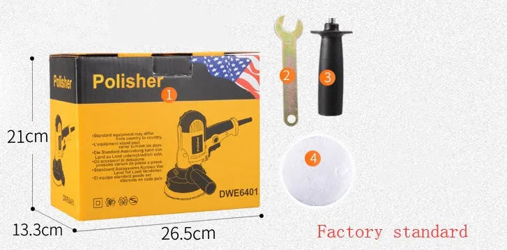 Yellow 220V automobile polishing machine with 125mm disc for car, wood, and tile polishing