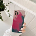 Abstract gradient geometry silicone phone case for iPhone models showing blue colour variation