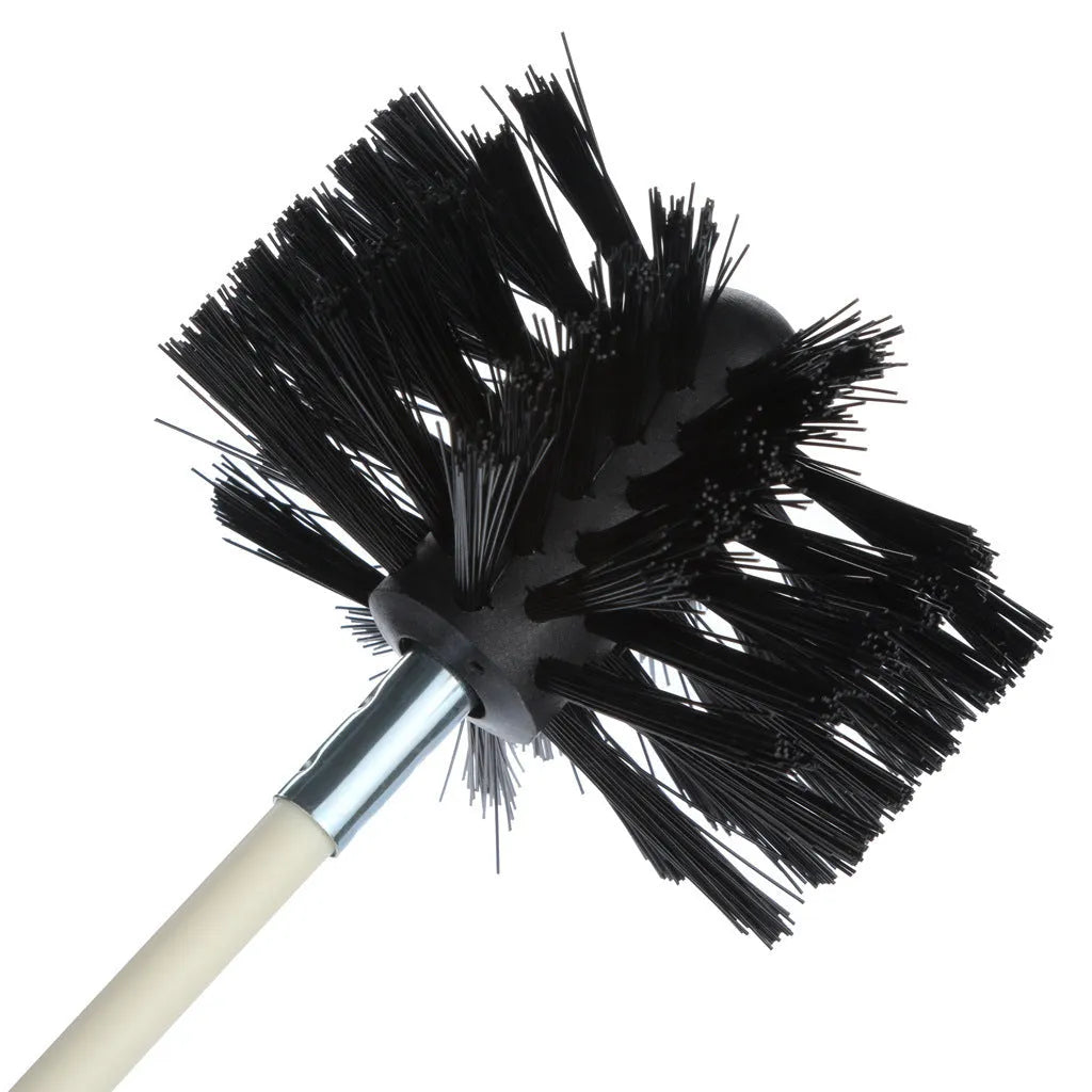 Flexible chimney cleaning brush with bendable rod and nylon bristles for dryer pipes
