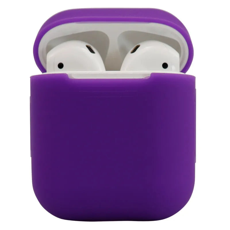 Silicone protective case cover for Apple AirPods 2 wireless headphones in multiple colour options.