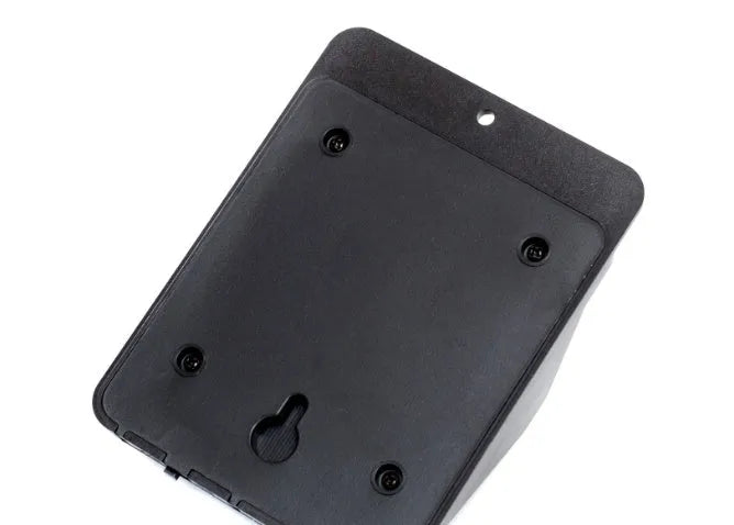 Solar-powered outdoor LED sensor light with four adjustable light heads for garden security