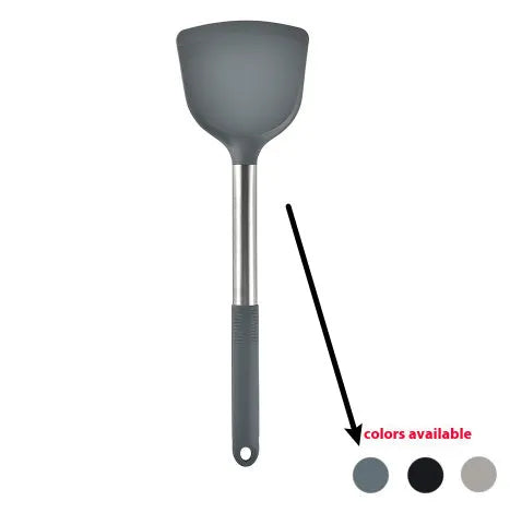 Silicone kitchenware 12 piece set with utensils and rotating storage bucket in black, grey, or khaki