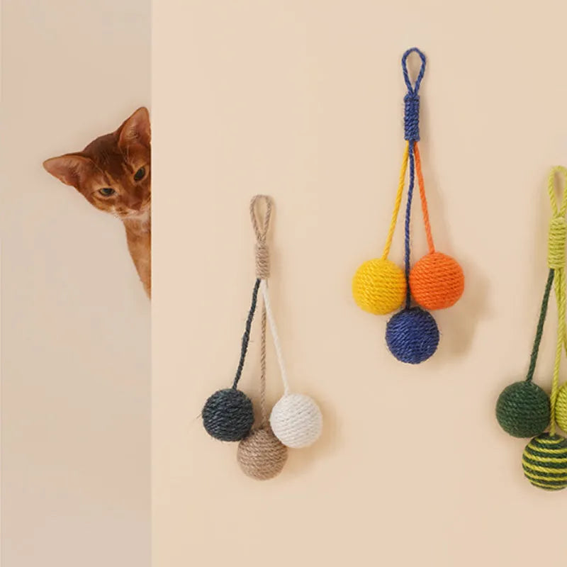 Multi-colour cat teaser stick toy set with bite-resistant catnip ball measuring 255mm by 105mm