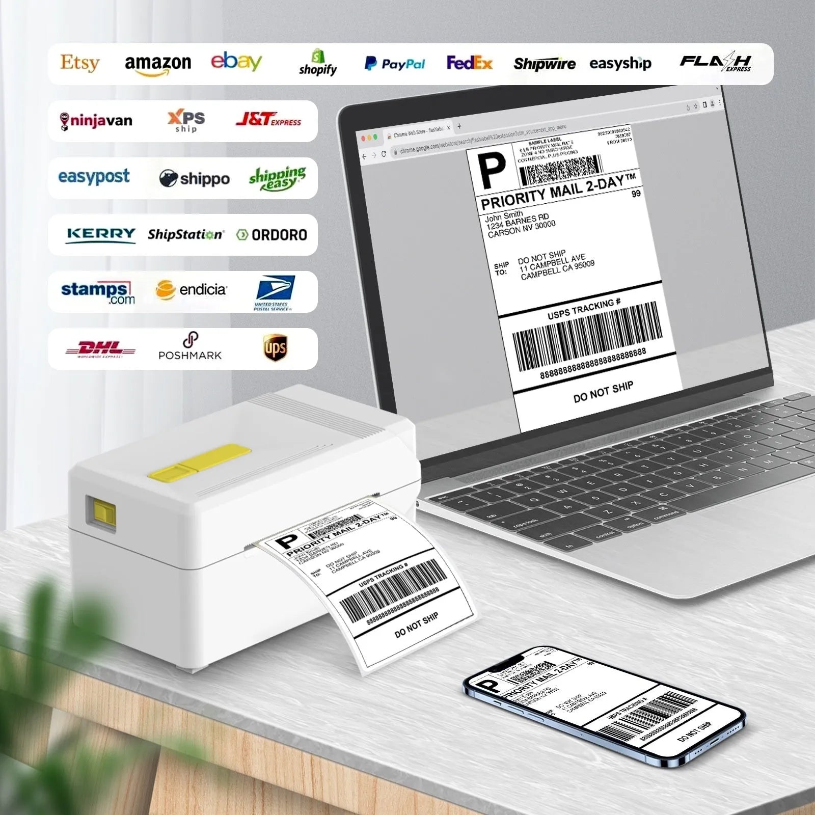 FlashLabel thermal express order printer with USB connection for shipping label production