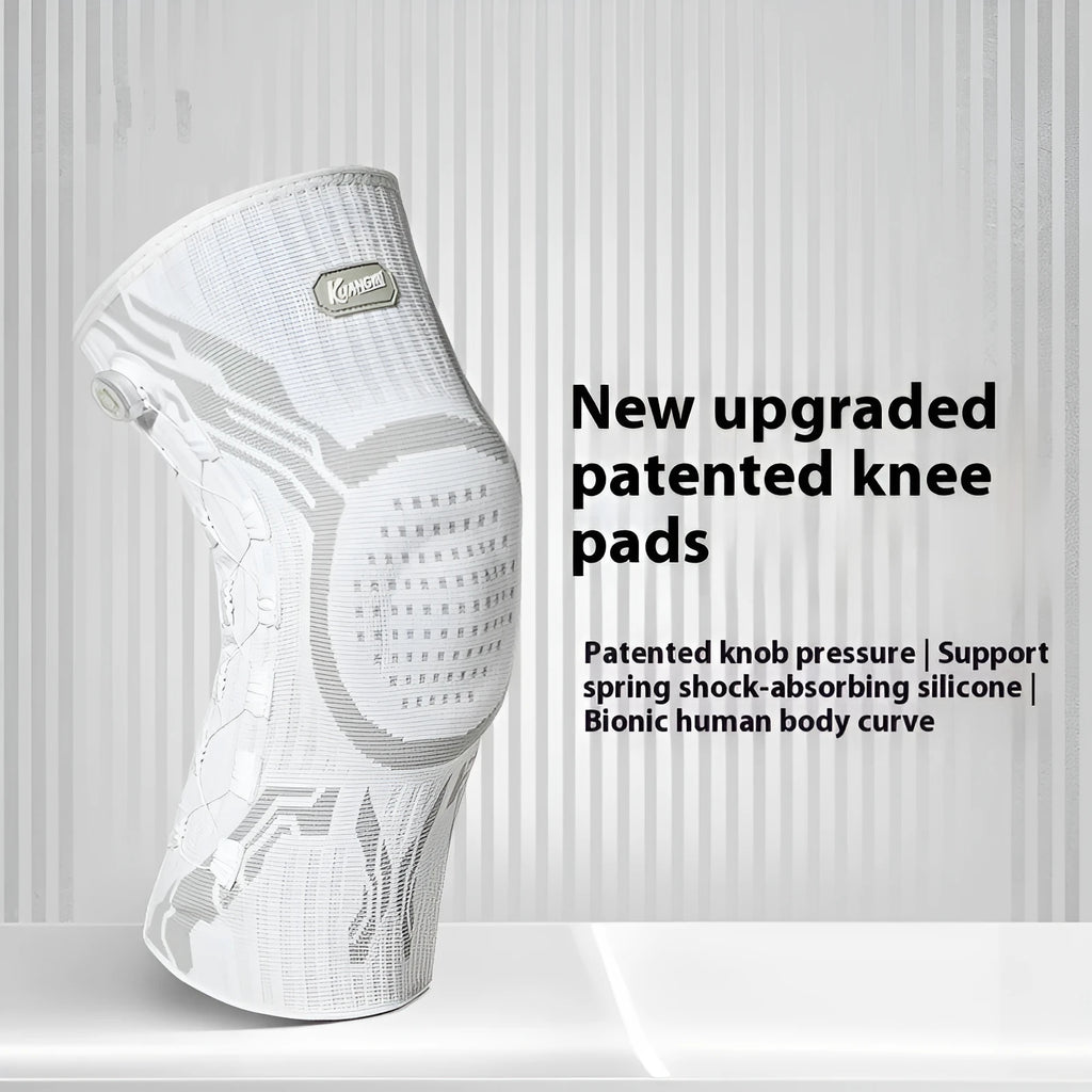 Adult sports knee pads in grey-white, sizes M L XL, for basketball running football badminton.