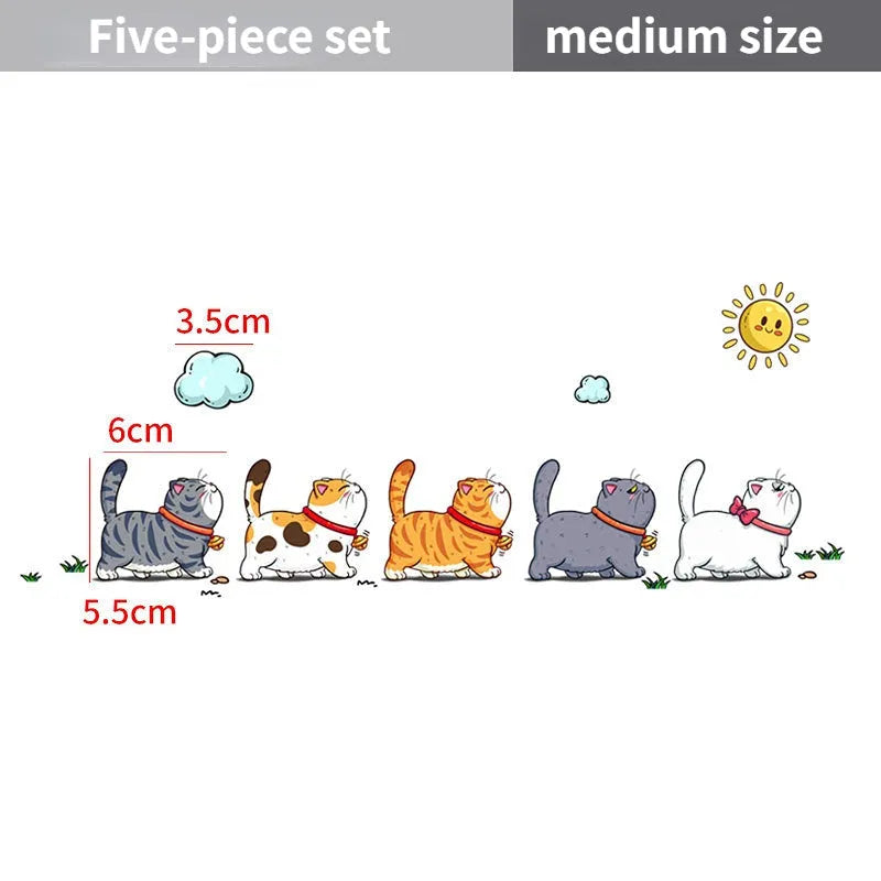 Car sticker with five cats climbing design in waterproof PVC material available in L, M, S sizes