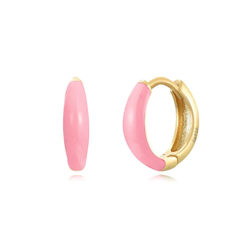 Curved U-shaped oval earrings with a glossy epoxy finish in a choice of seven colours.