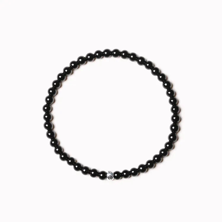 Black agate obsidian blue san stone bracelet geometric design electroplated finish
