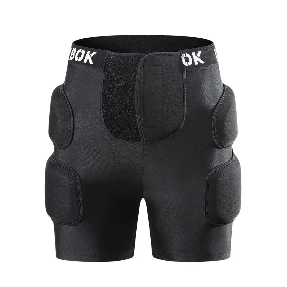 Black hip protection pad for roller skating and skateboarding made from spandex and NBR foam.