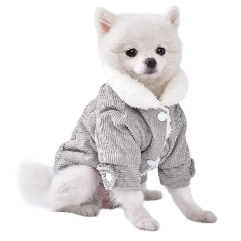 Lambswool dog vest with wool lining in grey or pink, fleece padded for autumn and winter warmth