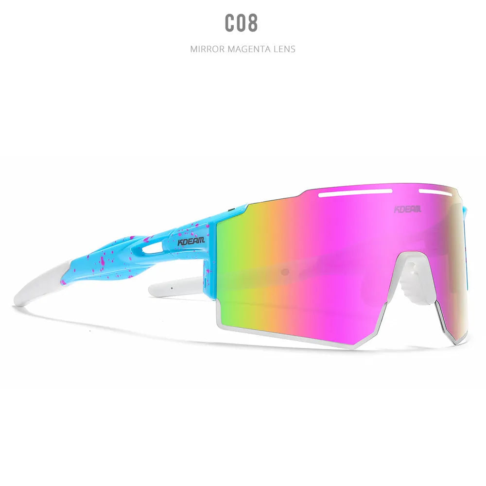 Polarized cycling sunglasses with TR90 frameless sports design in athletic colours