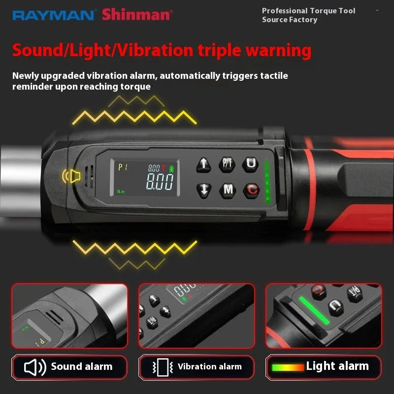 Digital display torque wrench with chrome-vanadium steel construction and electronic readout
